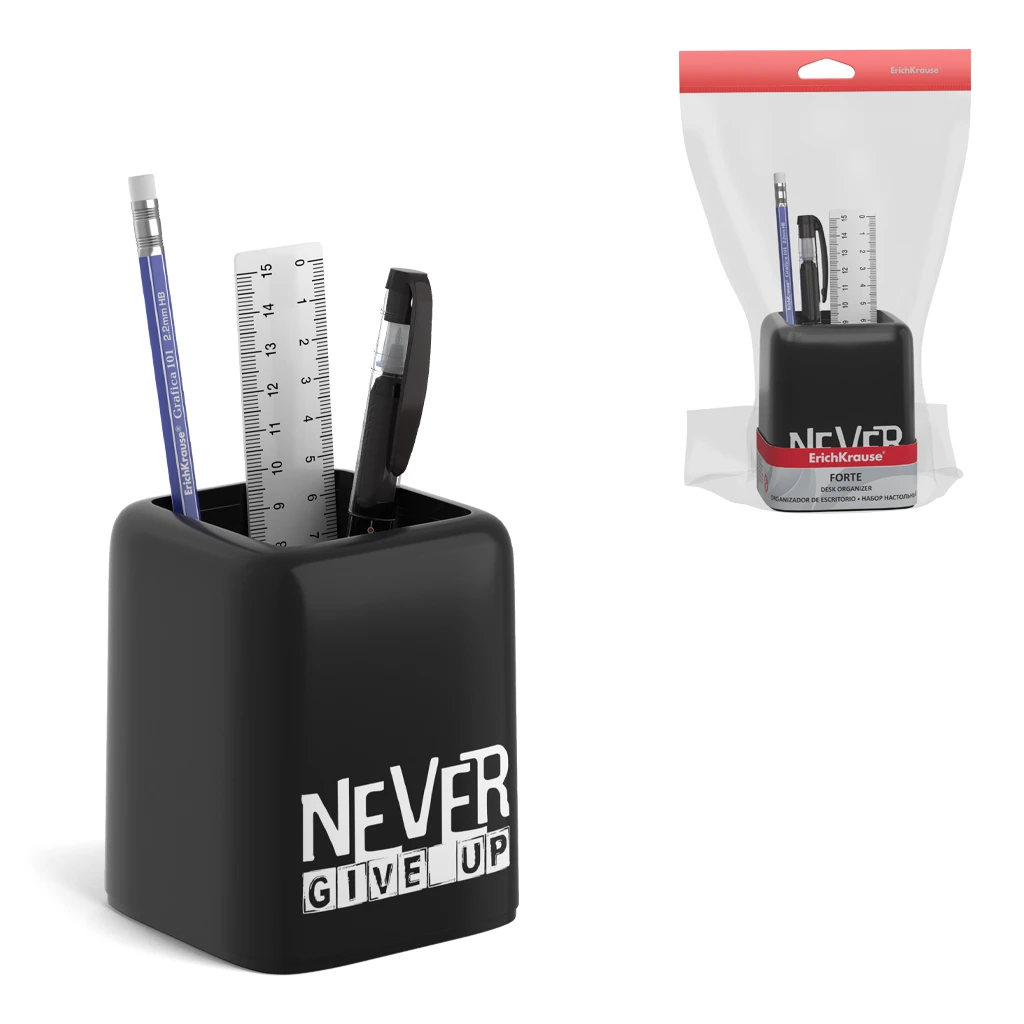 Набор настольный пластиковый ErichKrause® Forte, Stay Strong, черный