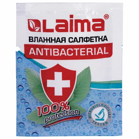 Салфетка влажная антибактериальная в индивидуальной упаковке саше, LAIMA WET