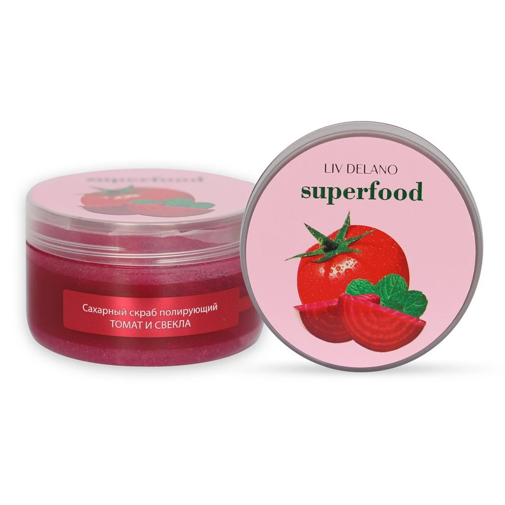 LIV DELANO SUPERFOOD Сахарный скраб полирующий ТОМАТ И СВЕКЛА, 240г