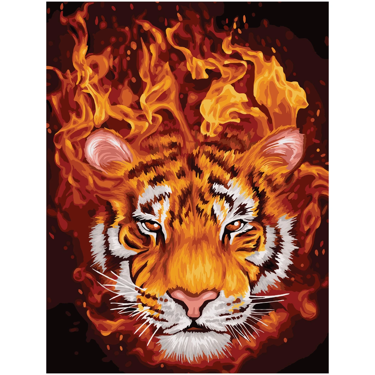 Картина по номерам на холсте ТРИ СОВЫ "Огненный тигр", 30*40, с