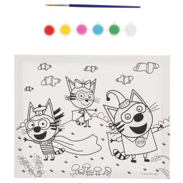 Набор для творчества Три Кота холст для росписи по контуру 20*25 три кота
