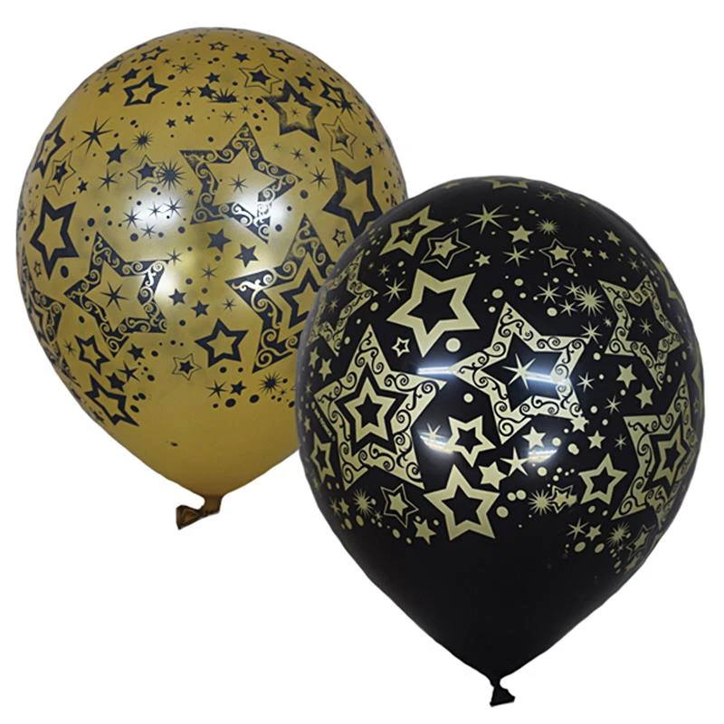 Воздушные шары, 25шт, М12/30см, Поиск "Голливуд Black&Gold" 6055462