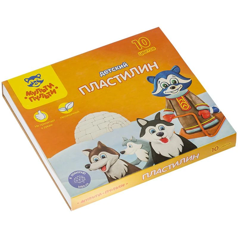 Пластилин "Енот на Аляске" 10 цветов, 150гр, со стеком ДП_10234