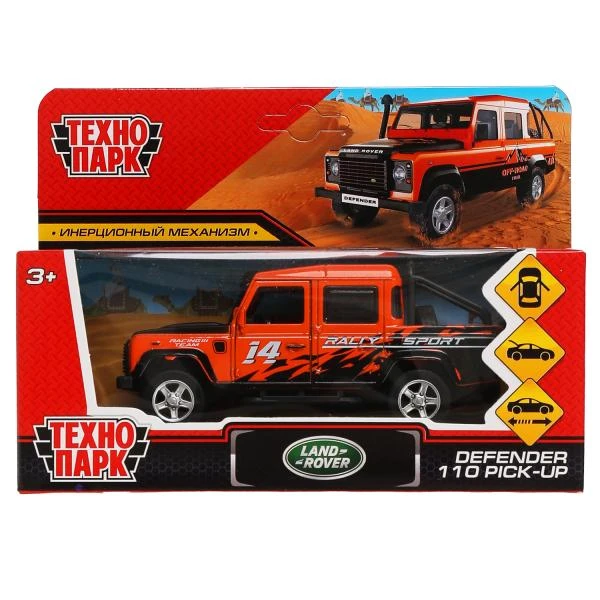 Машина металл LAND ROVER DEFENDER PICKUP САФАРИ 12 см, двери, багажн, Технопарк