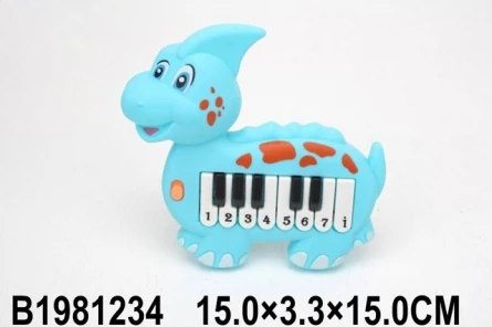 Детское пианино (15 см) "Динозаврик" (13 клавиш,звук,2 цвета микс,в