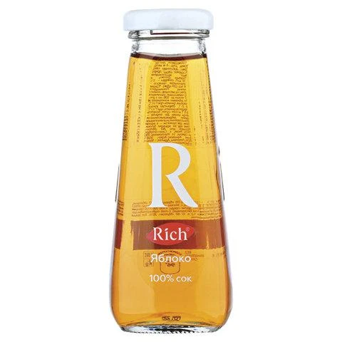 Сок RICH (Рич) 0,2 л, яблоко, подходит для детского питания, стеклянная бутылка,