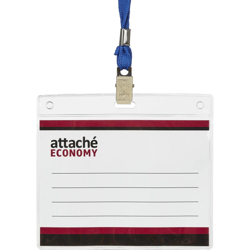 Бейдж Attache Economy 108x126 150мкм, шнурок 45см син, вкладыш 90x120 5шт/уп