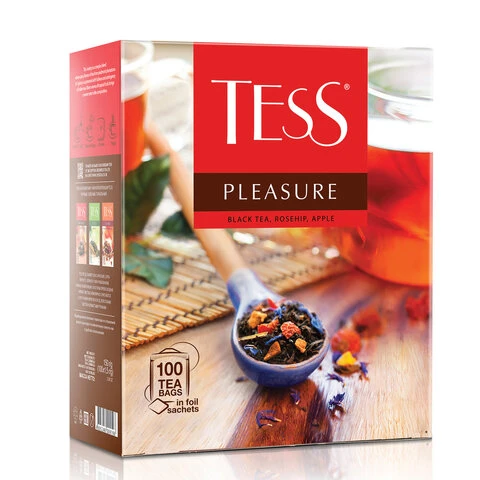 Чай TESS (Тесс) "Pleasure", черный с шиповником и яблоком, 100