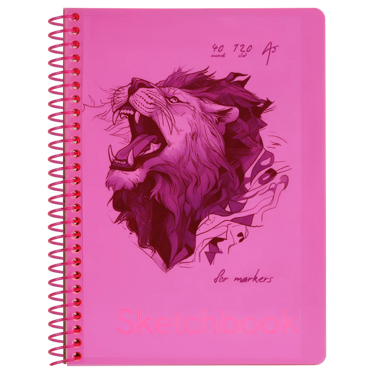Скетчбук 40 листов, А5 на гребне BG "Neon. Pink", маркерная бумага