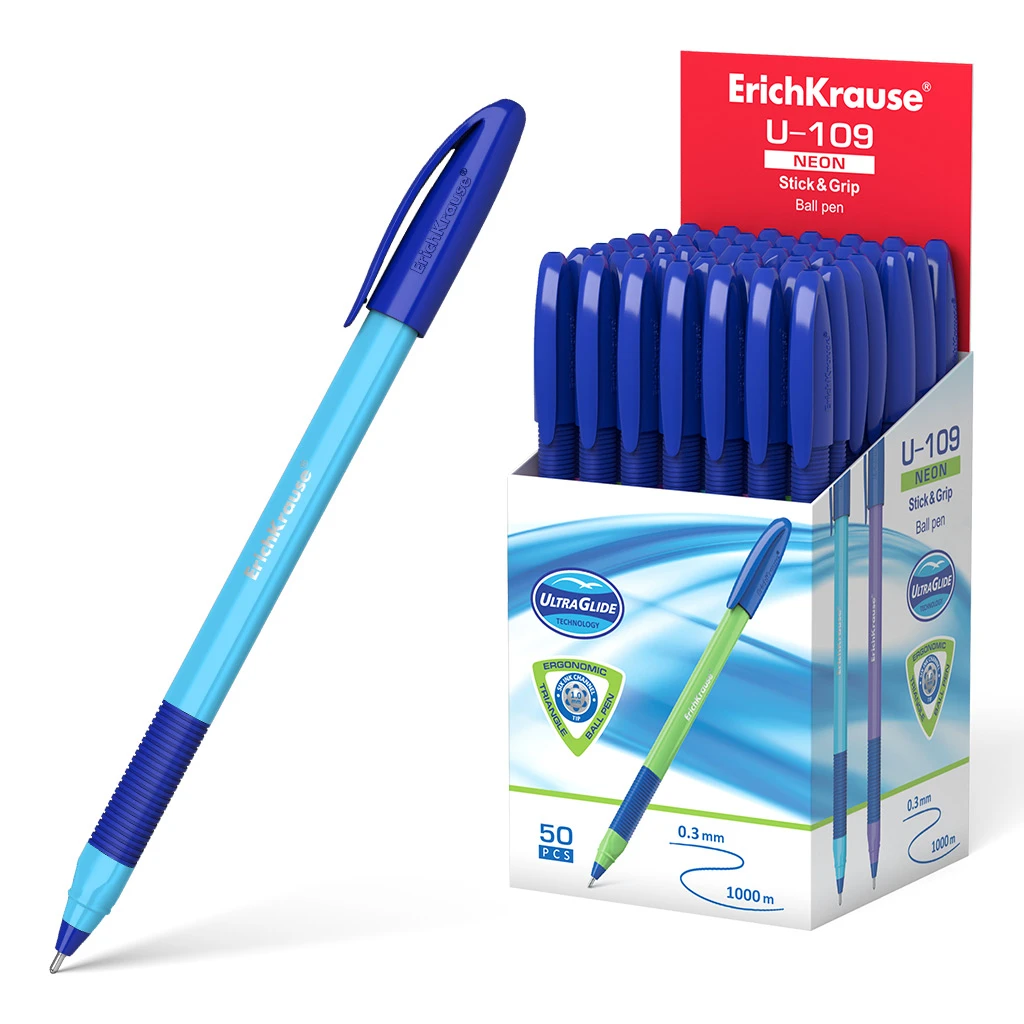 Ручка шариковая ErichKrause® U-109 Neon Stick&Grip 1.0, Ultra Glide Technology,