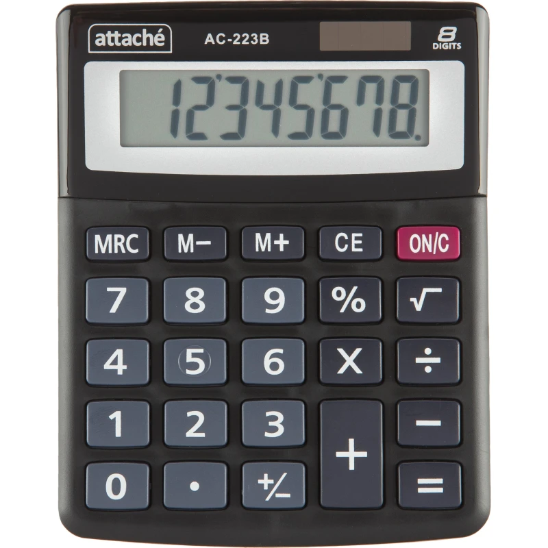 Калькулятор настольный КОМПАКТНЫЙ Attache, AС-223B,8р,дв. пит, черн,134x107x34