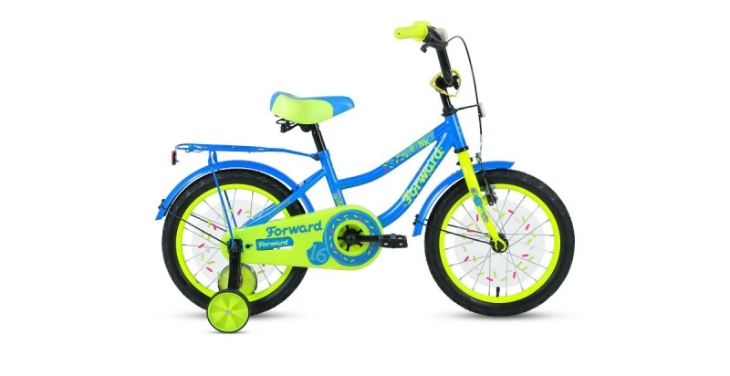 Велосипед 16" FORWARD FUNKY 2020-2021 голубой/яркий/зеленый