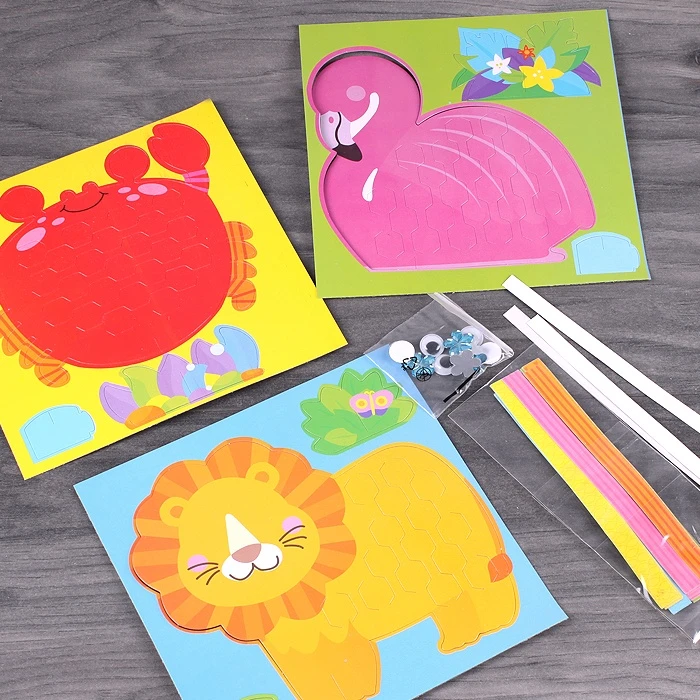 Набор для творчества плетение из бумаги "Лев,Фламинго,Краб"
