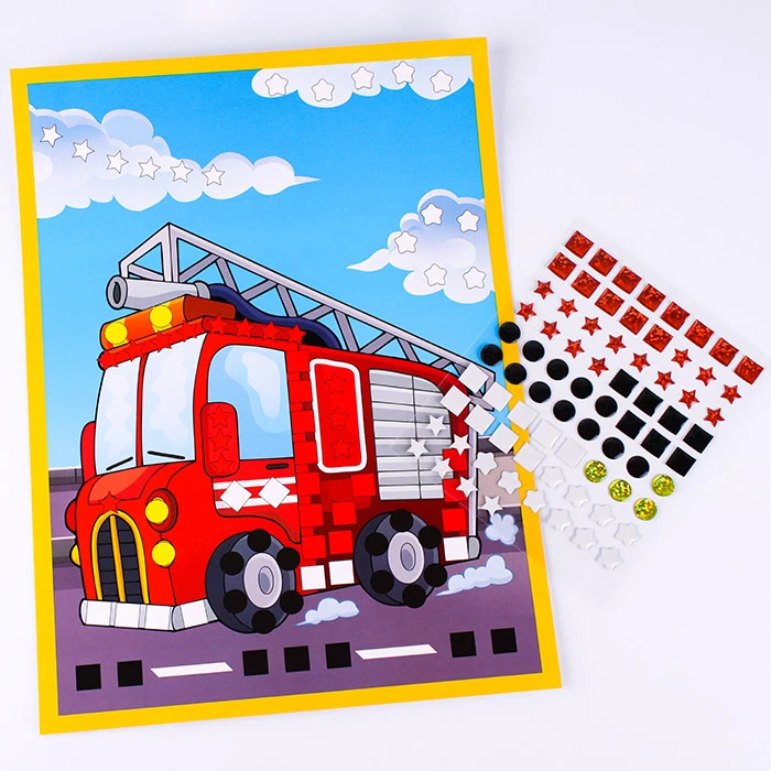 Мозаика из страз самоклеящаяся 195х265 мм. "Пожарная машина" с