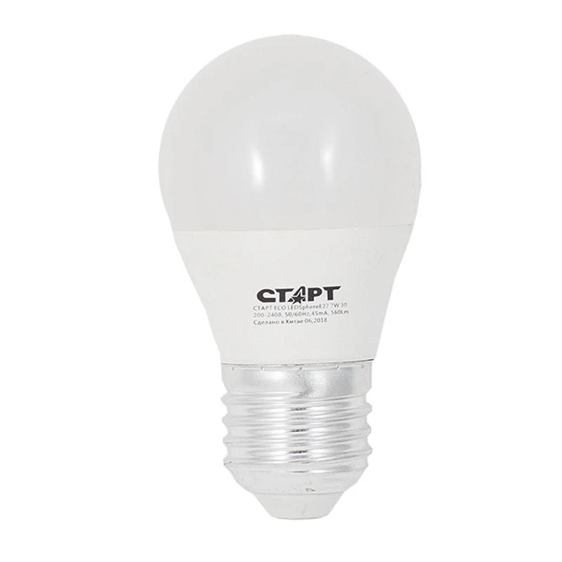 Лампа светодиодная Старт LED, серия "ЭКО" 7W30, тип G "шар", Лампа светодиодная Старт LED, серия "ЭКО" 7W30, тип G "шар",
