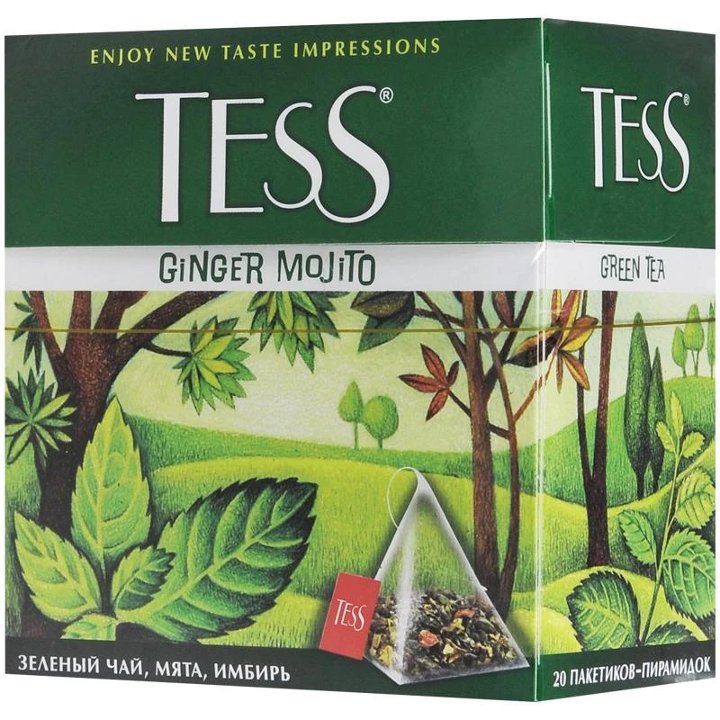 Чай Tess "Ginger Mojito", зеленый, цитрус, имбирь, мята, 20