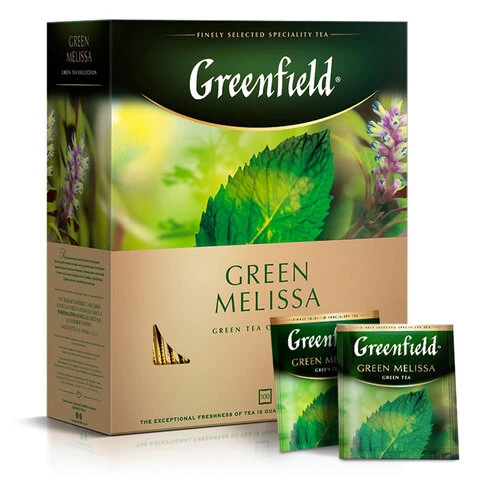 Чай GREENFIELD (Гринфилд) "Green Melissa", зеленый, с мятой, 100