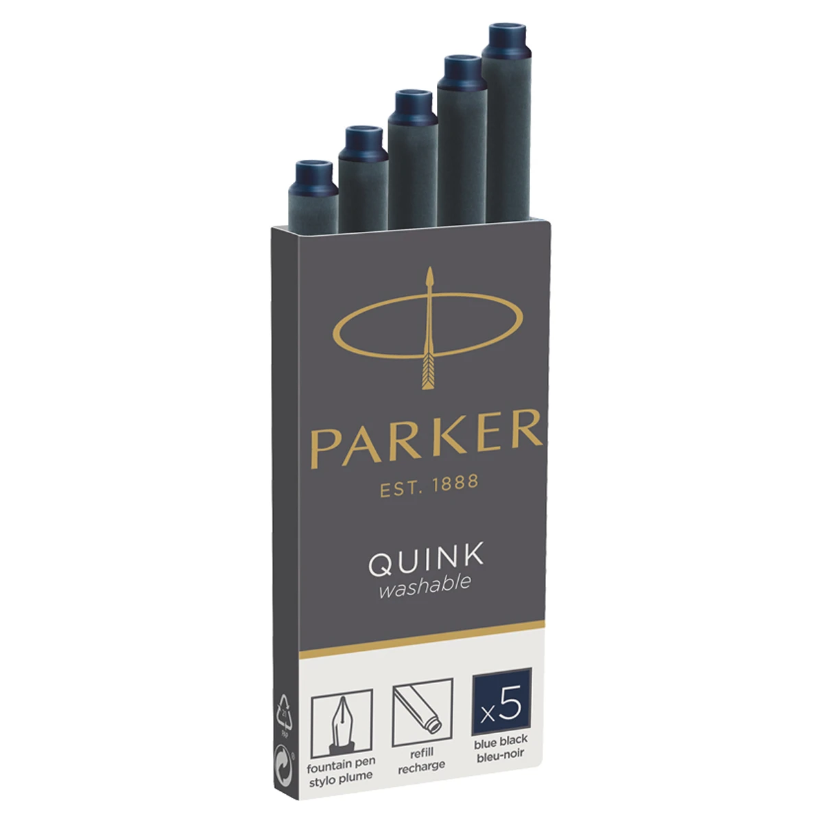 Картриджи чернильные Parker "Cartridge Quink" смываемые сине-черные,