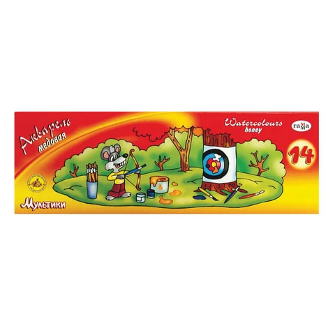 Краски акварельные ГАММА "Мультики", 14 цветов, медовые, без кисти, Краски акварельные ГАММА "Мультики", 14 цветов, медовые, без кисти,