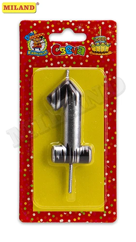 Свеча для торта.Шебби шик, Цифра 1, серебряная С-2500