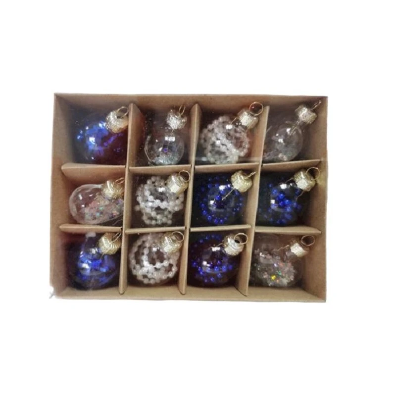 Набор шаров Зимняя Палитра из стекла, набор 12 штук. арт.89786