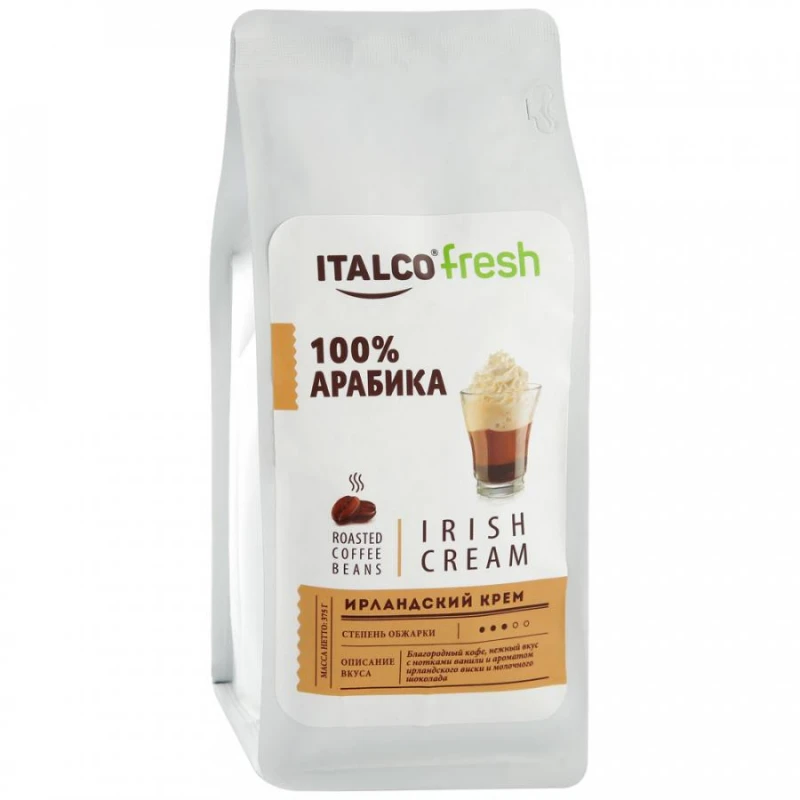Кофе Italco Irish cream в зернах, жареный, ароматизированный, 375г.