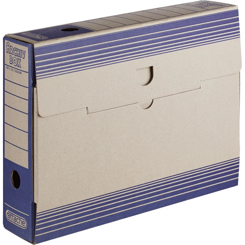 Короб архивный Папка архивная ATTACHE 75мм,картон,синяя штр.  4607139971599