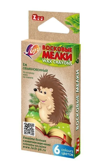 Набор воск. мелков ZOO 6 цв. шестигранные: 12С864-08 штр.: 4601185003860