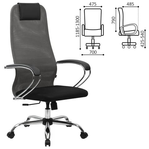 Кресло офисное BRABIX PREMIUM "Ultimate EX-800" хром, плотная двойная