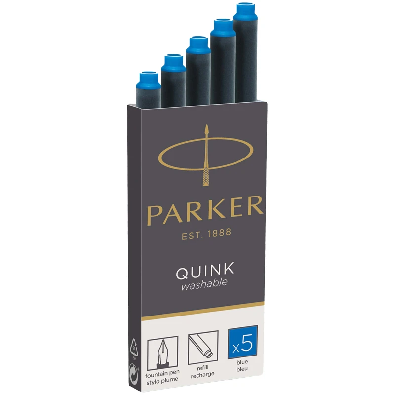 Картриджи чернильные Parker "Cartridge Quink" смываемые синие, 5шт.,