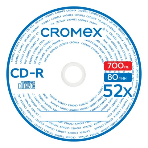 Диски CD-R в конверте КОМПЛЕКТ 50 шт., 700 Mb, 52x, CROMEX, 513797