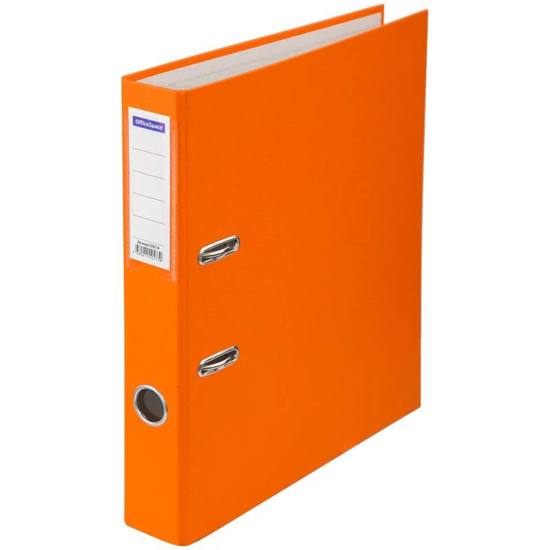 Папка-регистратор OfficeSpace, 50мм, бумвинил, с карманом на корешке, оранжевая.