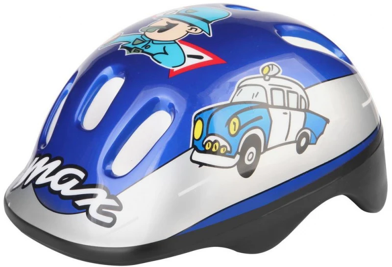 Шлем защитный детский MV-6-2 серо-синий с авто, разм. M