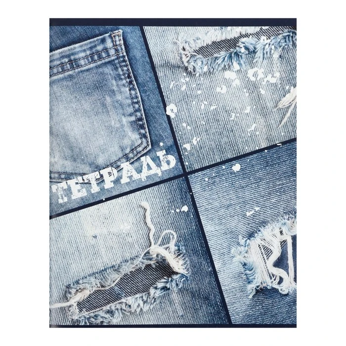 Комплект тетрадей из 4 штук, 96 листов, клетка, Джинс, обложка мелованный