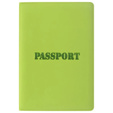Обложка для паспорта STAFF, мягкий полиуретан, "ПАСПОРТ", салатовая,