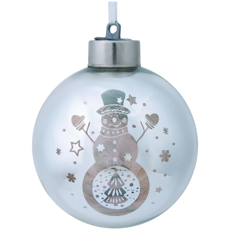 Шар стеклянный "Снеговик", со светодиодной подсветкой, 8см