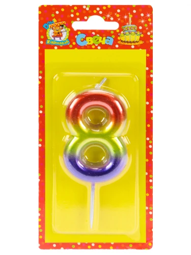 Свеча для торта Сказочный градиент Цифра 8 С-4103