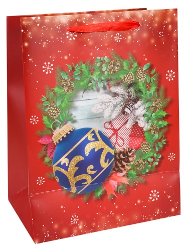 Dream cards Пакет подарочный с мат.лам, глит. и 3D картинкой 18x23x10 Новогодний