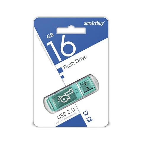 Флэш-диск 16 GB, SMARTBUY Glossy, USB 2.0, зеленый, SB16GBGS-G