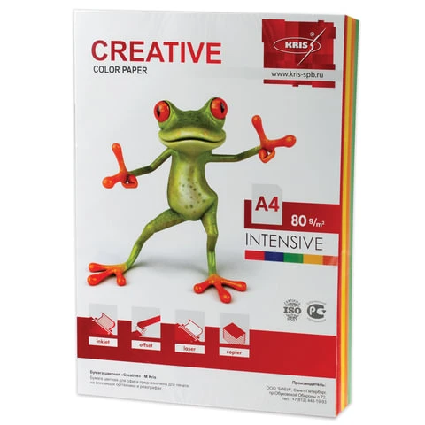 Бумага CREATIVE color (Креатив), А4, 80 г/м2, 100 л. (5 цв.х20 л.), цветная