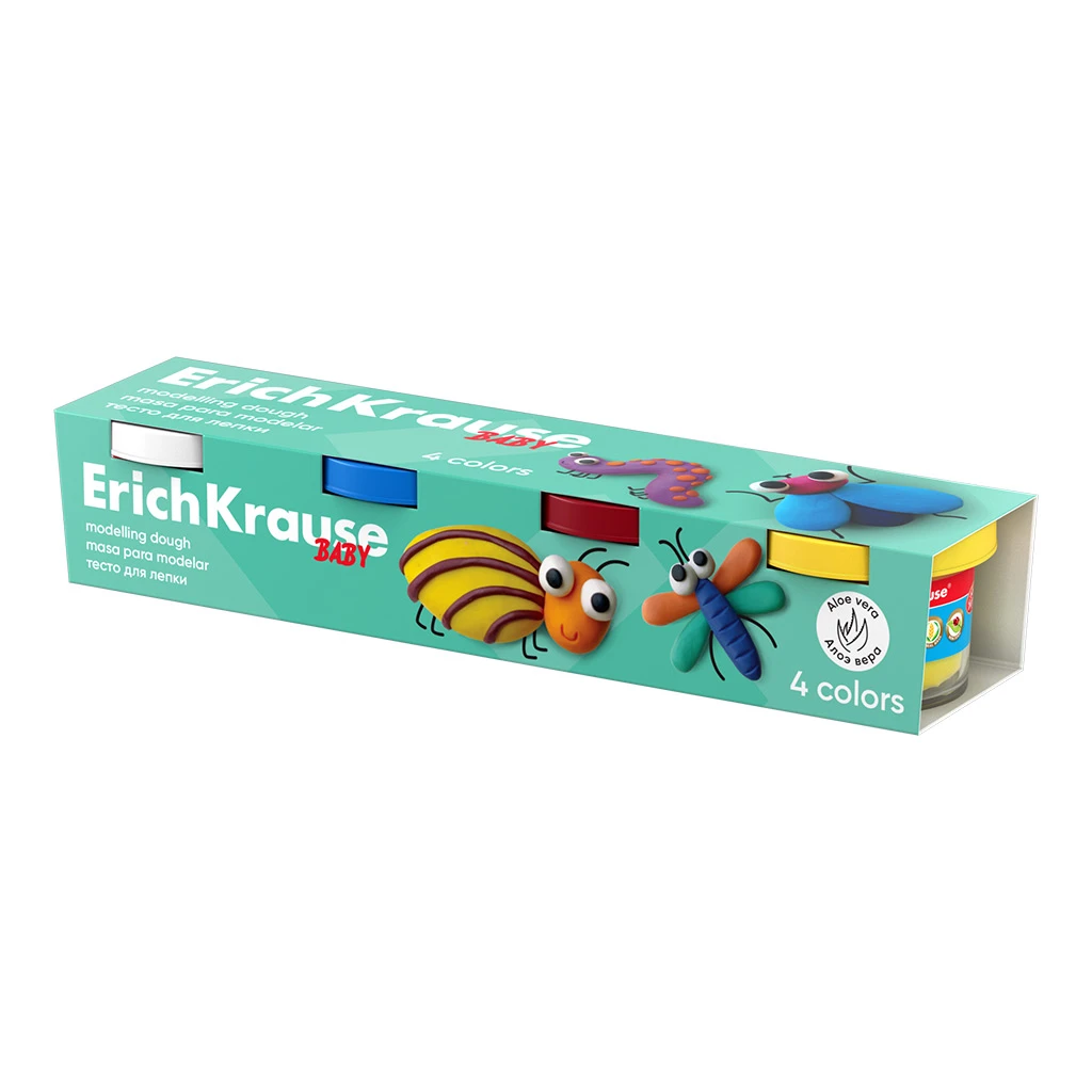 Тесто для лепки Erich Krause Baby с Алоэ Вера 4 цвета по 35 г. (в коробке-рукаве
