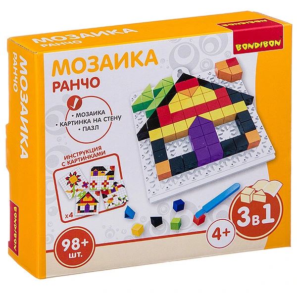 Логические, развивающие игры и игрушки Bondibon Мозаика «РАНЧО», 98 дет., BOX
