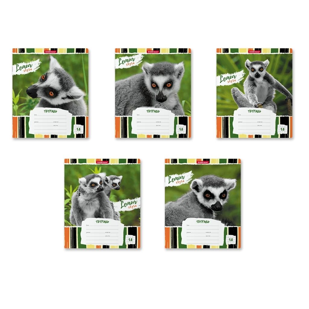 Тетрадь школьная ученическая Erich Krause Lemur Style, 18 листов, клетка (в