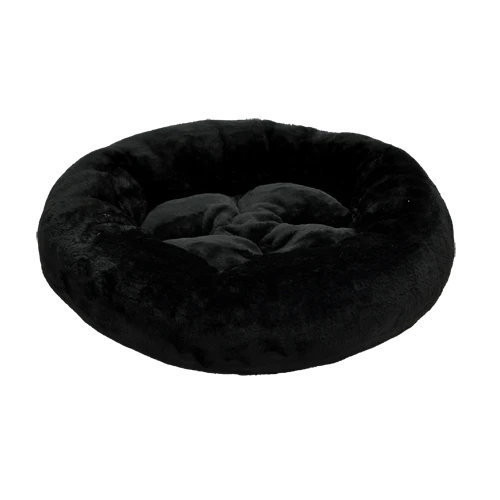 Лежанка круглая с подушкой, черный мех (480х150)