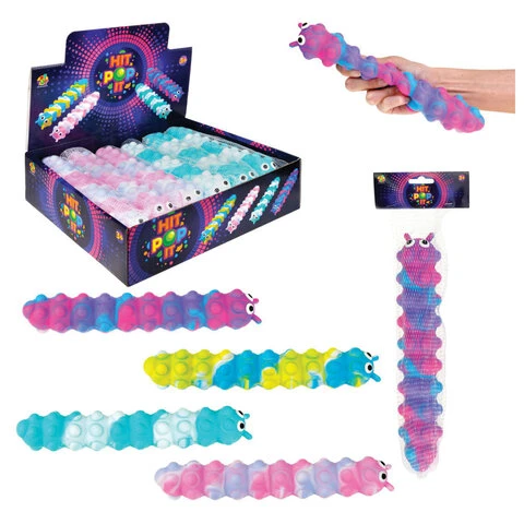 Игрушка-антистресс Жмяка POP IT "Гусеница" 26,5 см, ассорти 4 вида,