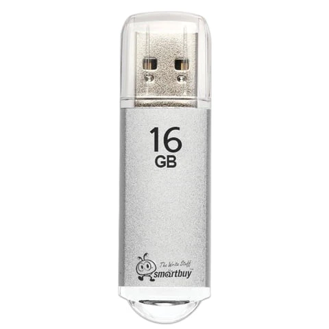 Флеш-диск 16 GB, SMARTBUY V-Cut, USB 2.0, металлический корпус, серебристый,