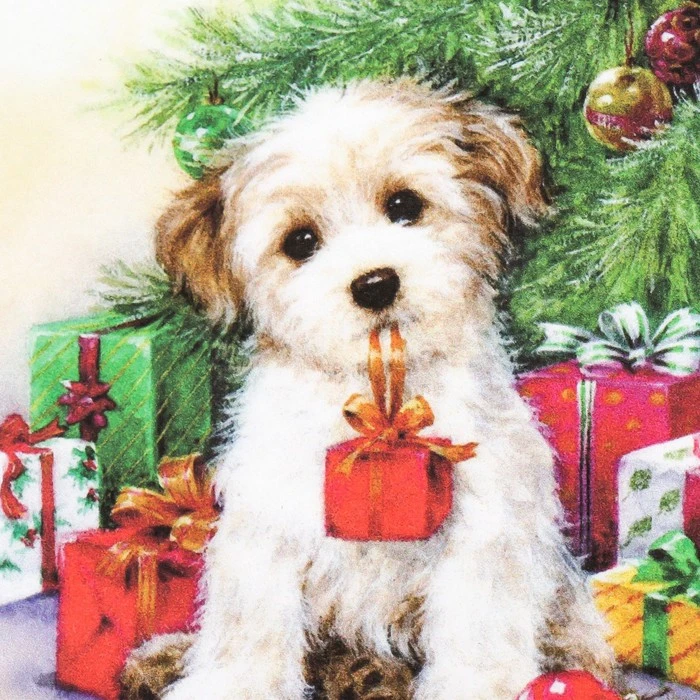 Декупажная карта "Собачки, кошечки у ёлки" плотность 45г/м2 формат А4 Декупажная карта "Собачки, кошечки у ёлки" плотность 45г/м2 формат А4