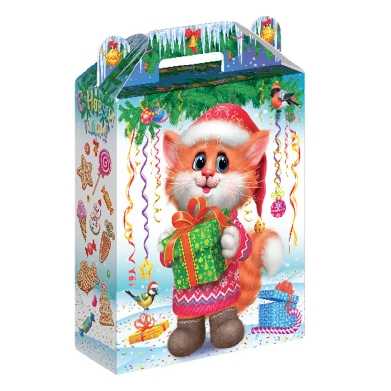 Новогодний сладкий подарок Заяц-Кот, картон 1000 г. Новогодний сладкий подарок Заяц-Кот, картон 1000 г.