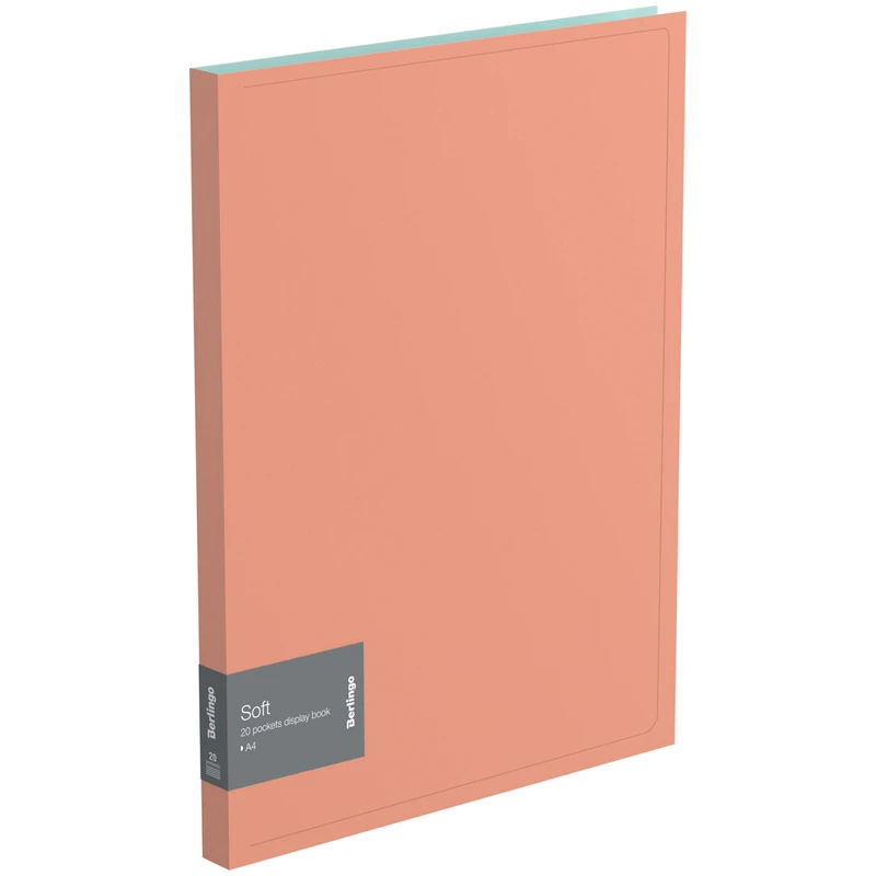 Папка с 20 вкладышами Berlingo "Soft", 14мм, 600мкм, коралловая