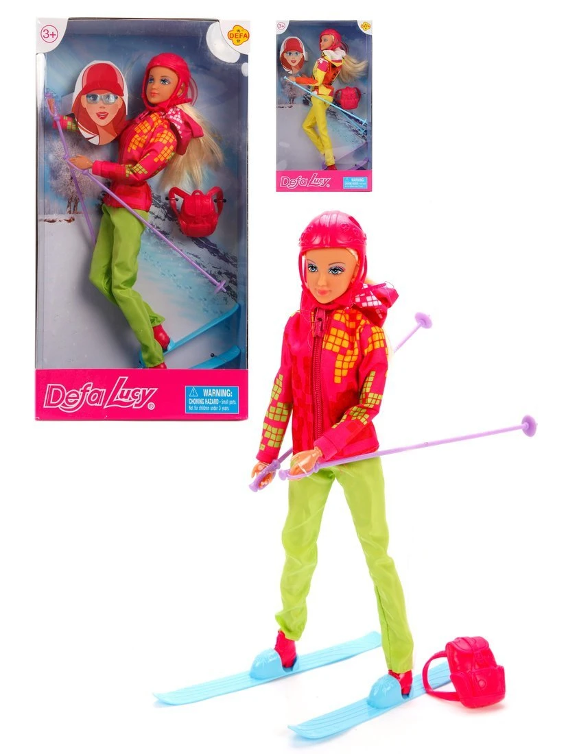 Кукла Defa Lucy Лыжница, шарнирная, в ассортименте, с аксессуарами, 6 предметов